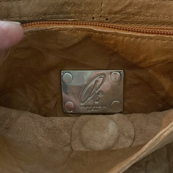 Anat Marin Soft Leather Wallet/Clutch in color Cognac with Turquoise Stone. - Picture 9 of 10